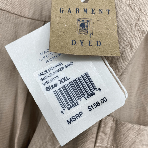 Faherty Arlie Day Romper in Summer Sand Size XL Safari Casual Linen Cotton NWT - Picture 10 of 12